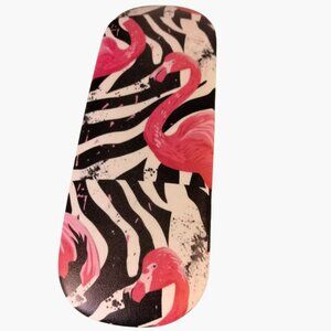 Pink Flamingo Hard Shell Eyeglass Case lined Tropical Coastal Tiki Beachy Zebra
